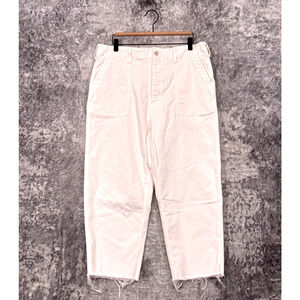Mother Patch Pocket Private Ankle Fray Jeans 34 Womens White Denim